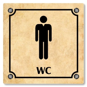 WC muži, 100x100mm, pergamen, Kansas
